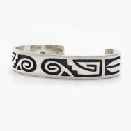 【Lawrence Saufkie】Hopi Silver Overlay Cuff Bracelet c.1975～