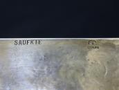 【Lawrence Saufkie】Hopi Silver Overlay Domed Wide Cuff c.1980