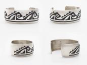 【Lawrence Saufkie】Hopi Silver Overlay Domed Wide Cuff c.1980
