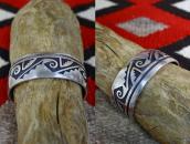 【Lawrence Saufkie】Hopi Silver Overlay Domed Wide Cuff c.1980