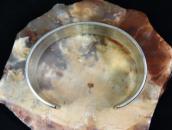 【Lawrence Saufkie】Hopi Silver Overlay Domed Wide Cuff c.1980