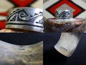 【Lawrence Saufkie】Hopi Silver Overlay Domed Wide Cuff c.1980
