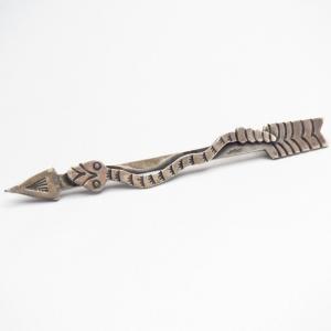 Antique Snake & Arrow Shape Stamped Silver Pin Brooch c.1940