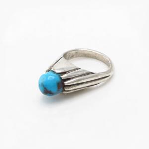 【Lewis Lomay】Vintage Hopi High Set GemTurquoise Ring c.1965～