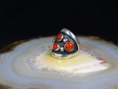 Vintage Navajo Four Gem Red Coral Ring in Silver c.1960～