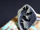 【Lawrence Saufkie】Hopi Walking Bear Overlay Ring c.1975～