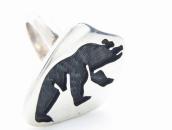 【Lawrence Saufkie】Hopi Walking Bear Overlay Ring c.1975～