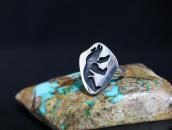 【Lawrence Saufkie】Hopi Walking Bear Overlay Ring c.1975～