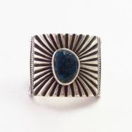 【Clendon Pete】Burst Stamped Ring w/Top Grade Kingman TQ JP23