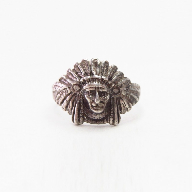 Vintage【Maisel's】Indian Chief Head Silver Ring  c.1945～　JP10