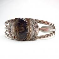 Antique Split Shank Cuff w/PetrifiedWood  c.1930～