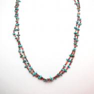 OLDPAWN Turquoise & Brown Shell Bead 2Strand Heishi Necklace