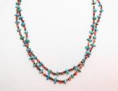 OLDPAWN Turquoise & Brown Shell Bead 2Strand Heishi Necklace