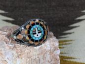 Antique Zuni Sun Face Multi-Stone Inlay Silver Cuff c.1945～