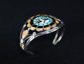 Antique Zuni Sun Face Multi-Stone Inlay Silver Cuff c.1945～
