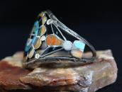 Antique Zuni Sun Face Multi-Stone Inlay Silver Cuff c.1945～