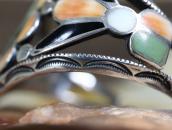 Antique Zuni Sun Face Multi-Stone Inlay Silver Cuff c.1945～