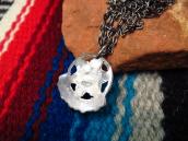 Vtg Zuni Turquoise Cluster Small Fob Silver Necklace  c.1960