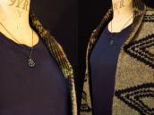 Vtg Zuni Turquoise Cluster Small Fob Silver Necklace  c.1960