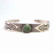 Atq Arrows Applique Cuff Bracelet w/Green Turquiose  c.1935～