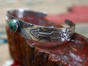 Atq Arrows Applique Cuff Bracelet w/Green Turquiose  c.1935～