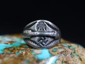 Atq Navajo Arrow Applique & T-bird/卍 Stamped Ring c.1930