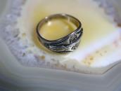 Atq Navajo Arrow Applique & T-bird/卍 Stamped Ring c.1930
