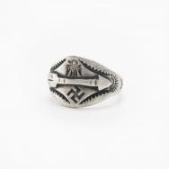 Atq Navajo Arrow Applique & T-bird/卍 Stamped Ring c.1930