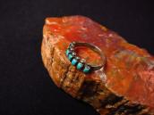 Vintage Zuni Square Turquoise Row Narrow Silver Ring c.1940～