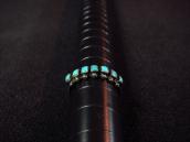 Vintage Zuni Square Turquoise Row Narrow Silver Ring c.1940～