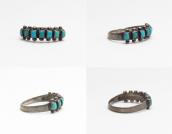 Vintage Zuni Square Turquoise Row Narrow Silver Ring c.1940～