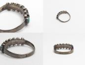 Vintage Zuni Square Turquoise Row Narrow Silver Ring c.1940～
