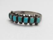 Vintage Zuni Square Turquoise Row Narrow Silver Ring c.1940～