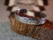 Atq Indian Heads Terminal 卍 Stamped Silver Worn Cuff c.1910～