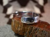 Atq Indian Heads Terminal 卍 Stamped Silver Worn Cuff c.1910～