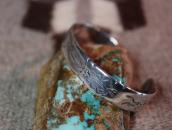 Atq Indian Heads Terminal 卍 Stamped Silver Worn Cuff c.1910～