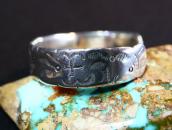 Atq Indian Heads Terminal 卍 Stamped Silver Worn Cuff c.1910～
