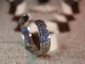 Atq Indian Heads Terminal 卍 Stamped Silver Worn Cuff c.1910～