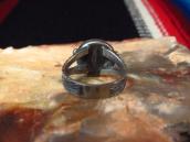 Atq Stamped Silver Tourist Ring w/Round Turquoise  c.1935～
