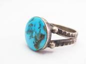 Atq Stamped Silver Tourist Ring w/Round Turquoise  c.1935～