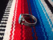 Atq Stamped Silver Tourist Ring w/Round Turquoise  c.1935～