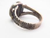 Atq Stamped Silver Tourist Ring w/Round Turquoise  c.1935～