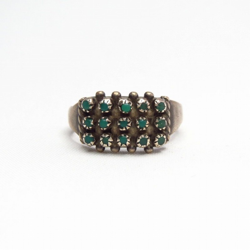 Vintage Zuni Needle Point 15 Turquoise Silver Ring  c.1960～