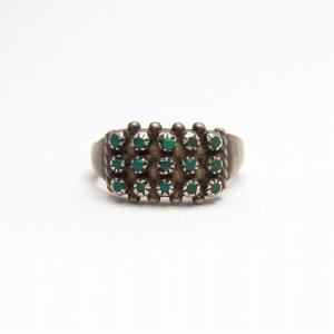 Vintage Zuni Needle Point 15 Turquoise Silver Ring  c.1960～