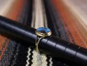 Old Navajo 14K Gold Ring w/Hi-Grade Bisbee Turquoise c.1980～
