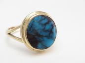 Old Navajo 14K Gold Ring w/Hi-Grade Bisbee Turquoise c.1980～