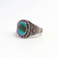 Atq Navajo SplitShank Silver Ring w/Royston Turquoise c.1940