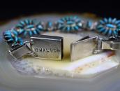 Vtg ZUNI Turquoise Needle Point Silver Link Bracelet c.1965～
