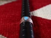 Vtg Navajo Square Turquoise Inlay Cast Silver Ring  c.1965～