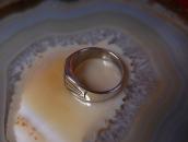 Vtg Navajo Square Turquoise Inlay Cast Silver Ring  c.1965～